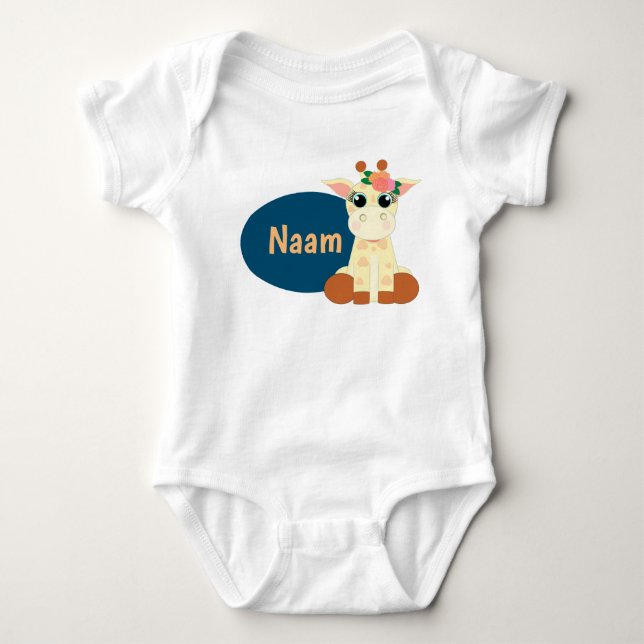 Romper with name and Giraffe van Stylimalzz (Front)