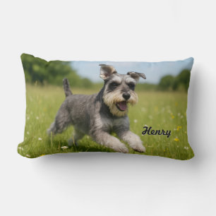 Romping Schnauzer Personalized Lumbar Pillow