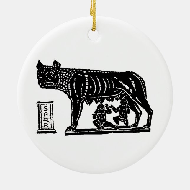Romulus and Remus Roman Mythology Ceramic Ornament (Back)