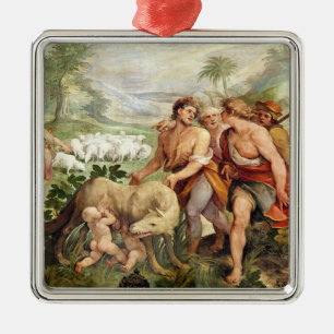 Romulus suckled by the she-wolf metal ornament