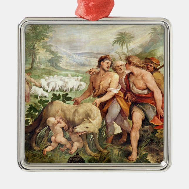 Romulus suckled by the she-wolf metal ornament (Front)