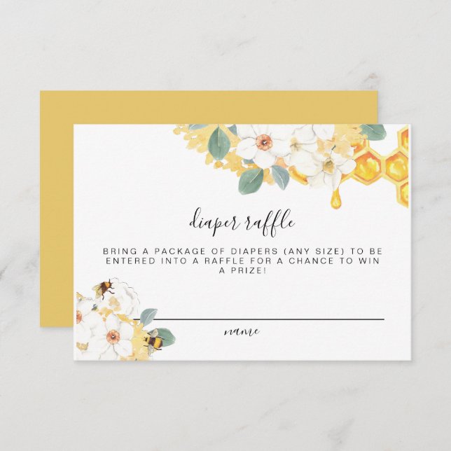 Romy - Floral Honey Bee Diaper Carte de billet (Devant / Derrière)