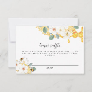 Romy - Floral Honey Bee Diaper Raffle Ticket Card
