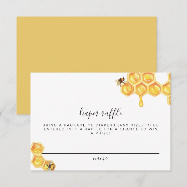 Romy - Honeycomb Bee Diaper Raffle Ticket Card (Front/Back)