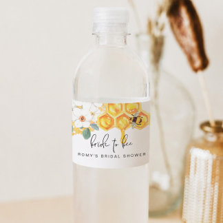 ROMY Rustic White Floral Honey Bee Bridal Shower Water Bottle Label