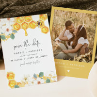 ROMY Rustic White Floral Honey Bee Save the Date