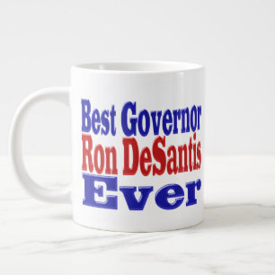Ron DeSantis best Governor ever red blue half text Large Coffee Mug