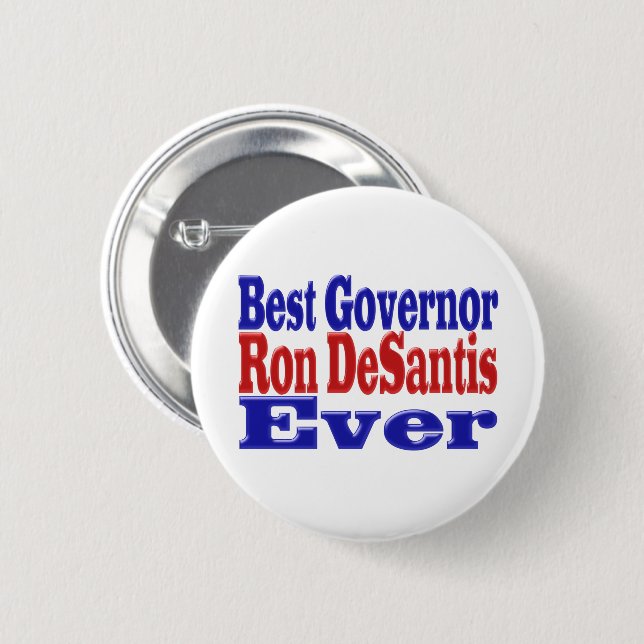 Ron DeSantis best Governor ever red blue text 2 Inch Round Button (Front & Back)