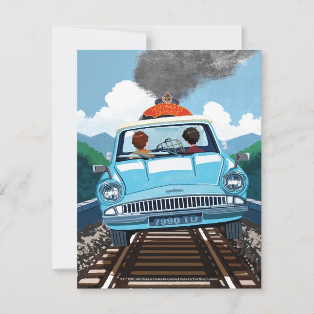 Ron & HARRY POTTER™ in Flying Car to HOGWARTS™ Card (Front)