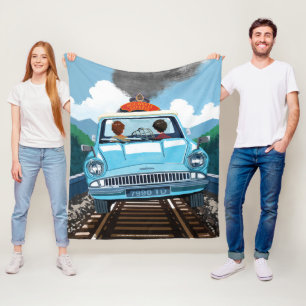 Ron & HARRY POTTER™ in Flying Car to HOGWARTS™ Fleece Blanket