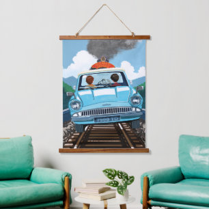Ron & HARRY POTTER™ in Flying Car to HOGWARTS™ Hanging Tapestry