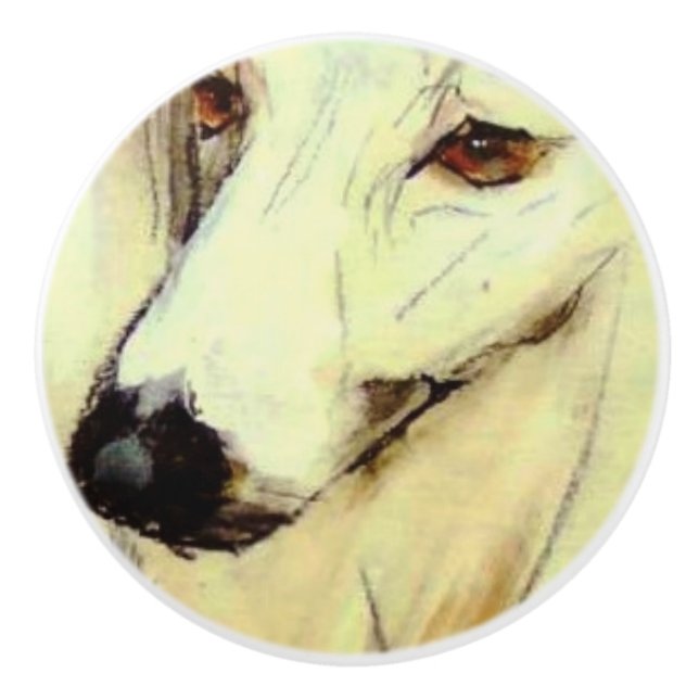 Ron Hevener Greyhound Dog Ceramic Knob (Front)