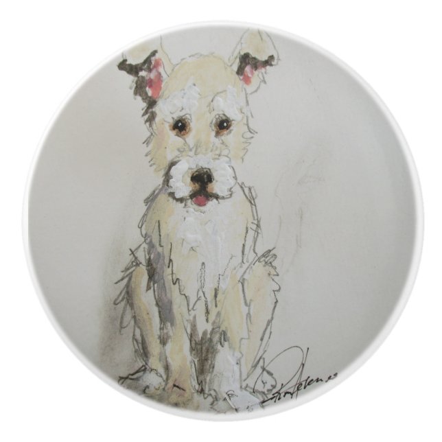 Ron Hevener Scruff Puppy  Ceramic Knob (Front)