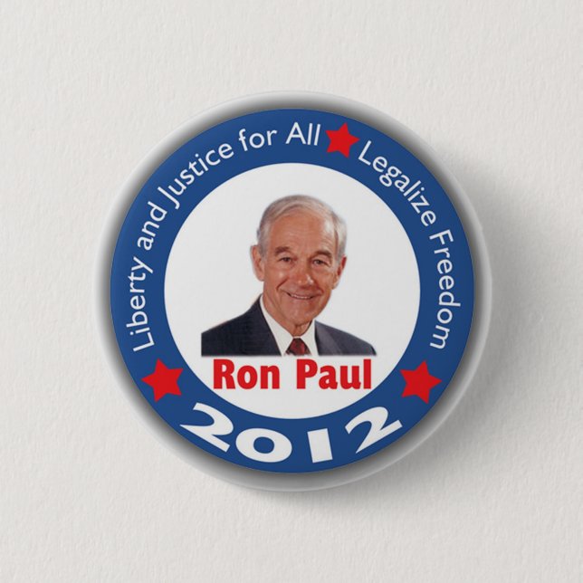 Ron Paul 2012: Liberty & Justice for All! 2 Inch Round Button (Front)