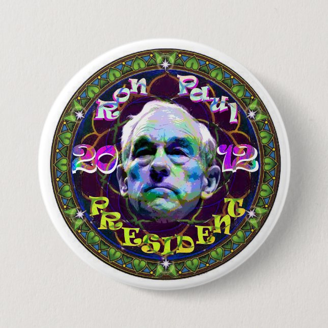 Ron Paul 2012 Mandala 3 Inch Round Button (Front)