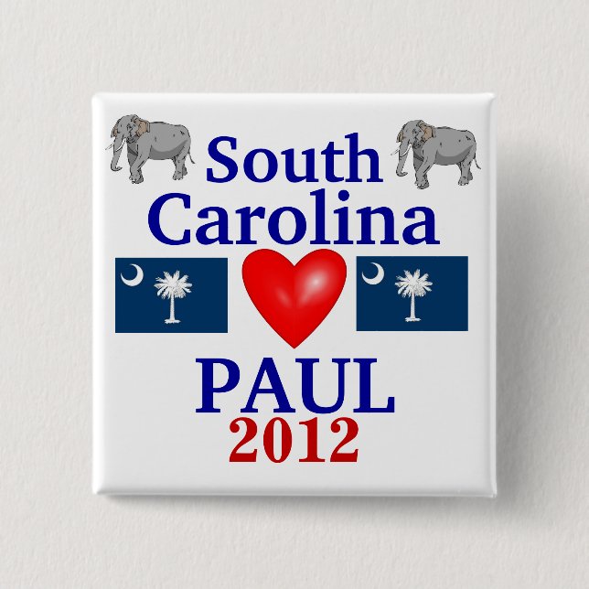 Ron Paul 2012 South Carolina 2 Inch Square Button (Front)
