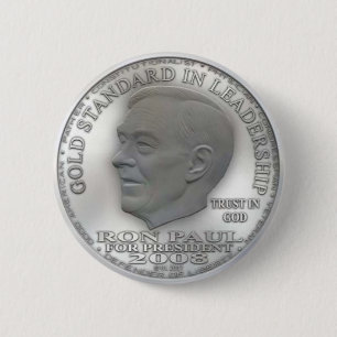 Ron Paul "Banned" Silver Liberty Dollar... Button! 2 Inch Round Button