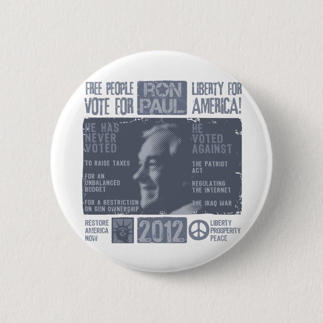 Ron Paul for president 2012 2 Inch Round Button (Front)