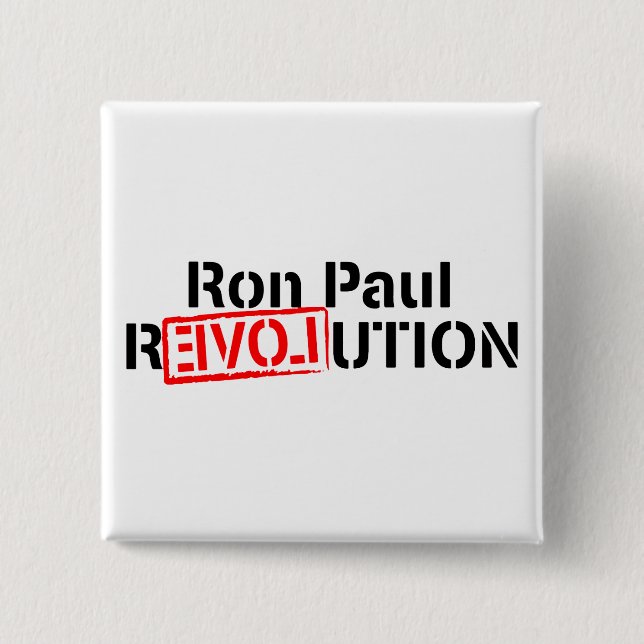 Ron Paul Revolution Continues 2 Inch Square Button (Front)