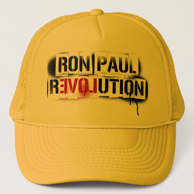 RON PAUL REVOLUTION STENCIL GRAFFITI HAT! TRUCKER HAT (Front)