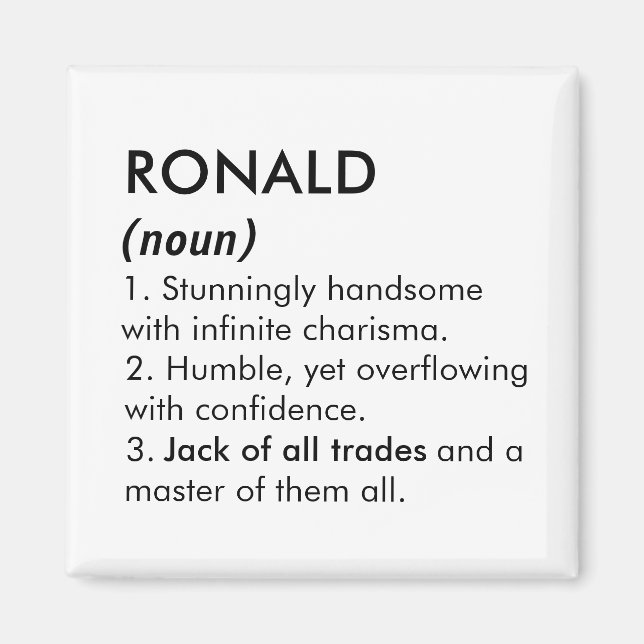 Ronald name, Editable name, Custom name Magnet (Front)