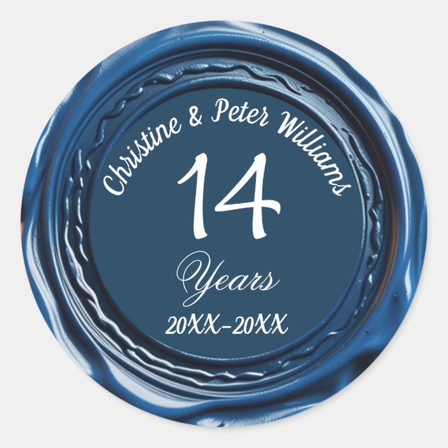 Rond 14e Sticker Mariage de cire bleue (Devant)