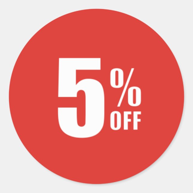 Rond 5% Cinq pour cent de réduction Sticker de vente (Devant)