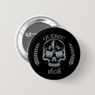 Rond 5 Cm Macaron Québec Crâne/Grue motard grunge noir