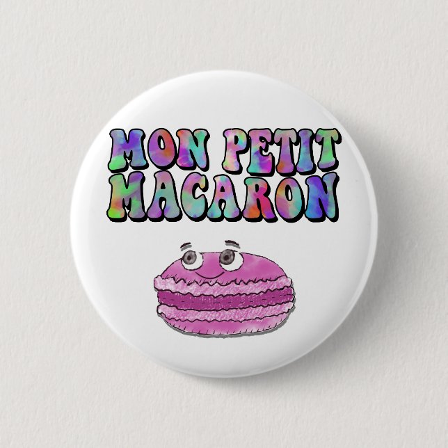 Rond 5 Cm Mon Petit Macaron Retro Tie Dye Texte Super (Devant)