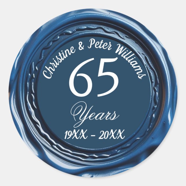 Rond 65e Sticker Mariage de cire bleue Sapphire (Devant)