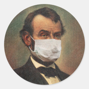 Rond ABE LINCOLN FACE MASK Classic Round Sticker