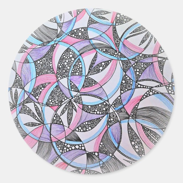 Rond Abstract Geometric Circles Mandala Sticker (Devant)