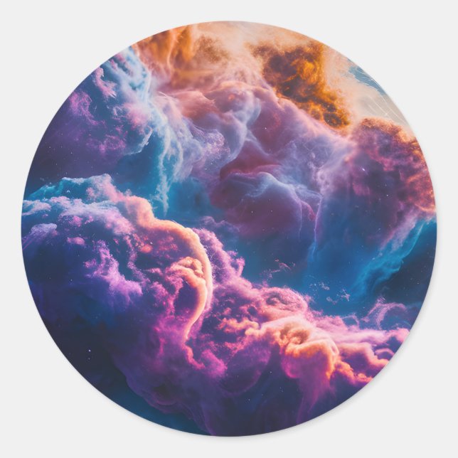 Rond Abstract Space Nebula Art - Colorful Sticker (Devant)