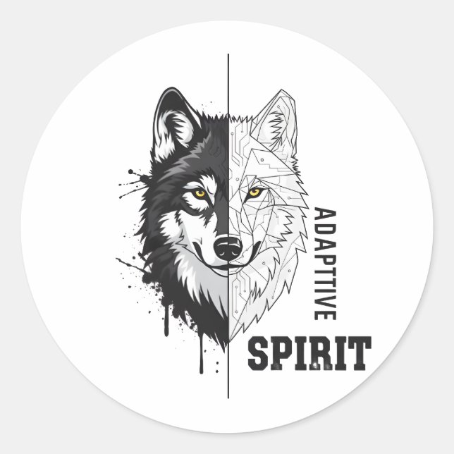 Rond Adaptive Spirit Wolf Round Sticker (Devant)