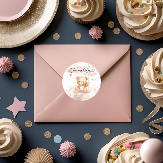 Rond Adorable Ours En Teddy - Sticker Merci (Créateur téléchargé)