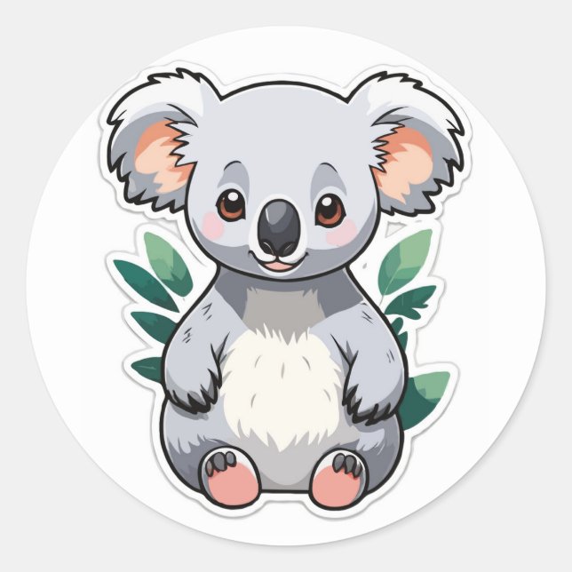 Rond Adorable Sticker Koala - Cudly Australian Icon (Devant)