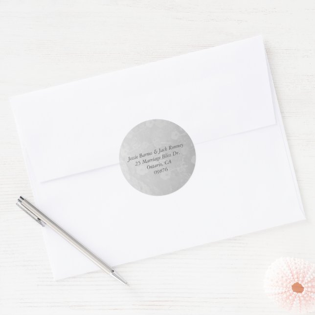 Rond Adresse de retour Silvery Floral Sticker (Enveloppe)