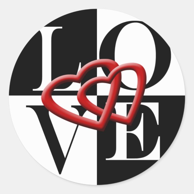 Rond Aimer Sticker Mariage Enveloppe Deux Coeurs (Devant)