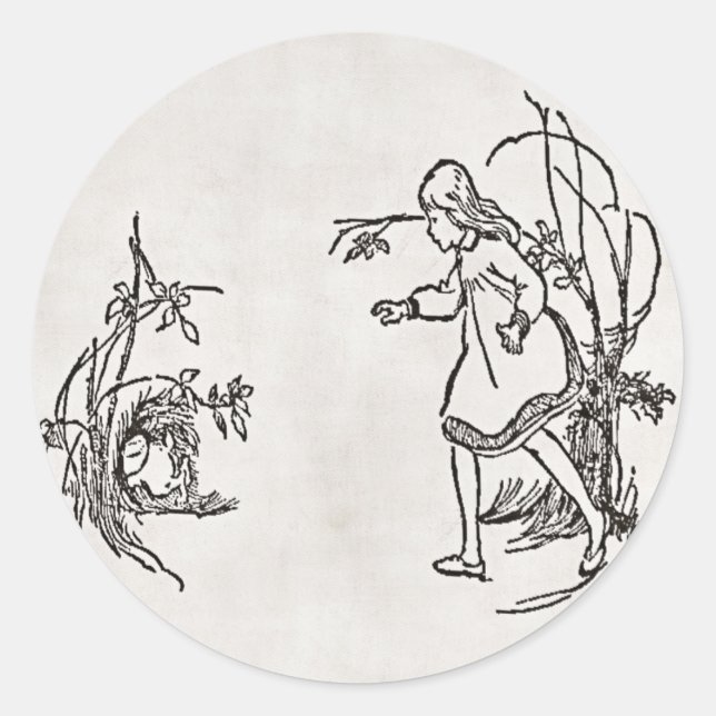 Rond Alice Down The Rabbit Hole Sticker (Devant)