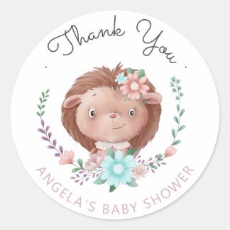 Rond ami de la forêt bébé hedgehog Baby shower Sticker