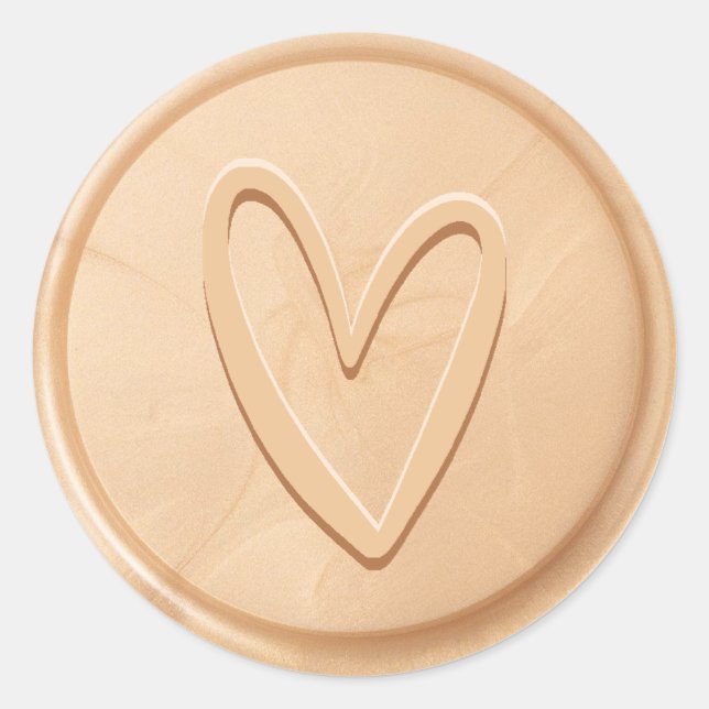 Rond Amour Coeur Champagne Sticker de cire de phoque (Devant)