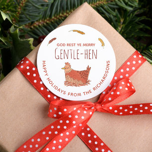 Rond Amusant Poulet de poulet Famille Sticker de Noël