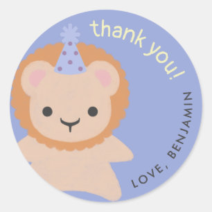 Rond Animaux de fête Anniversaire Sticker Merci simple