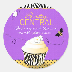 Rond Anniversaire Bee Sticker d'affaires violet