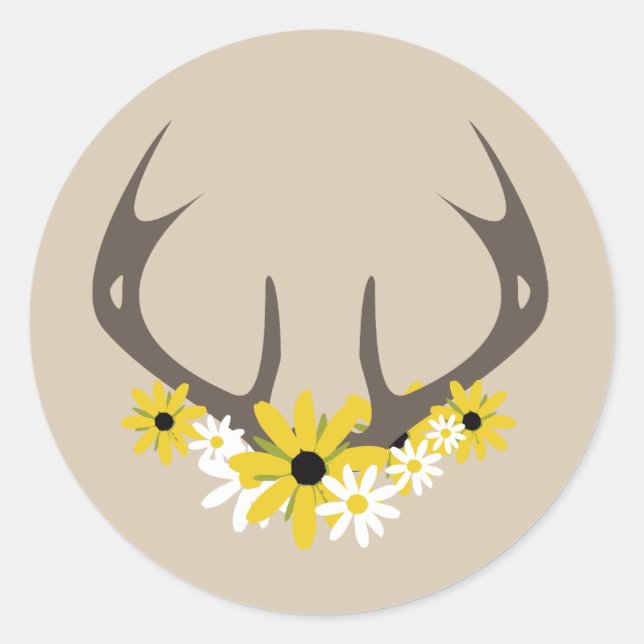 Rond Antlers de cerfs + Sticker Fleur sauvage (Devant)