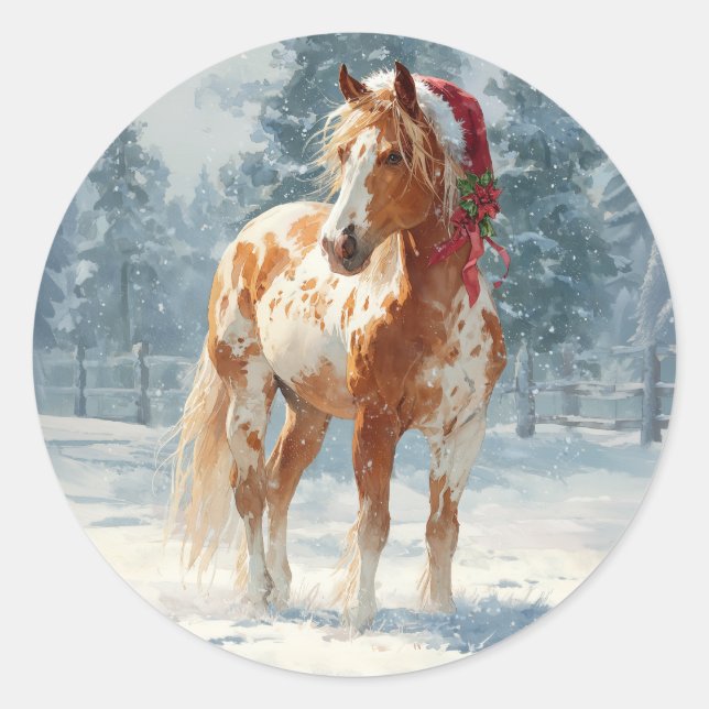 Rond Appalossa Horse Christmas Sticker (Devant)