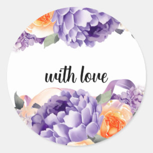 Rond Aquarelle Peonies Dusty Mauve Sticker