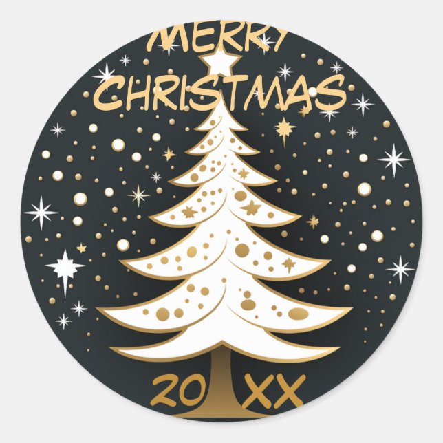 Rond Arbre de Noël avec Sticker en Argent (Devant)