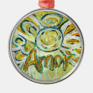 Rond Argenté Amor Inspirational Angel Word Ornement