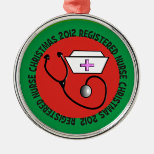 Rond Argenté Ornement 2012 de Noël d'infirmier autorisé